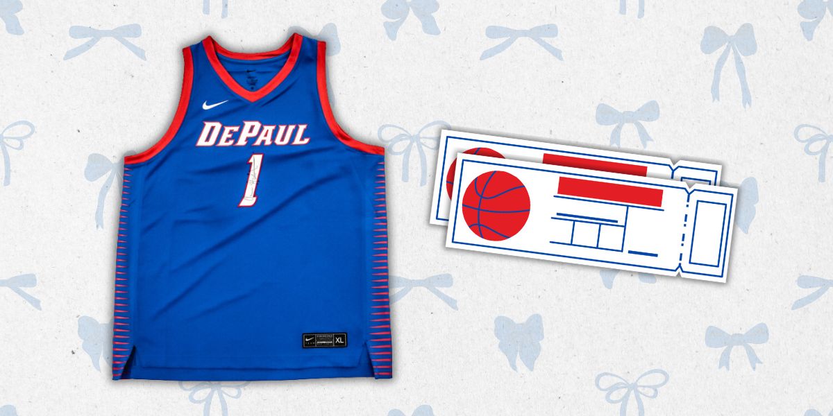 DePaul basketball jersey and 2 tickets